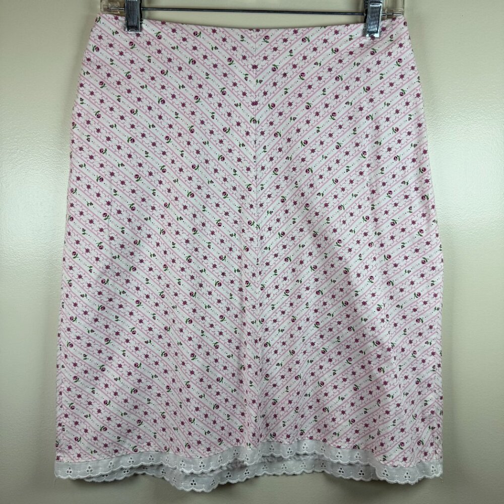 Speechless Y2K White and Pink Floral Lace Mini Skirt Womens Size Small